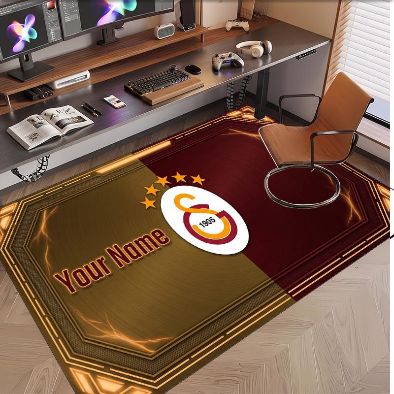 Personalized Crystal Velvet Carpet Galatasaray FC Pattern Non Slip Floor Rug