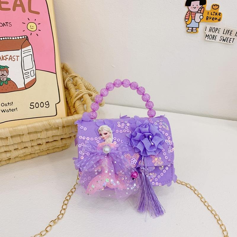 Girl Enchanting Cartoon Handbag With Pearl Accents Bright Colors For Everyday Fashion
