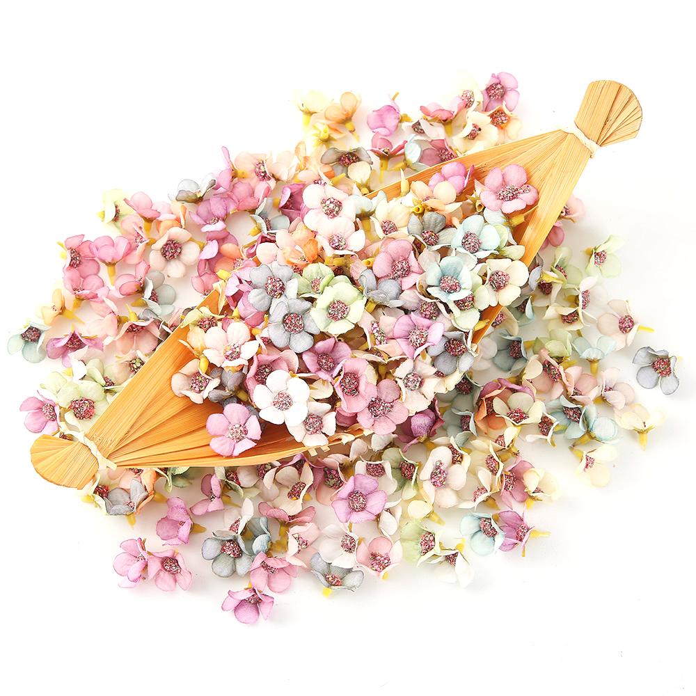 50/100Pcs 2cm Daisy Artificial Flowers Head Small Silk Multicolor Fake Flower Crown For Wreath DIY Craft Home Wedding Decoration