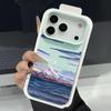 Mountain Waves Print Case For iPhone 17 18 Pro Max Leather Texture Silicone Cover For iPhone 16 15 14 13 Pro Max 16E 17E