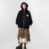 Brand simple hooded sweater cardigan women, spring loose retro coat trend
