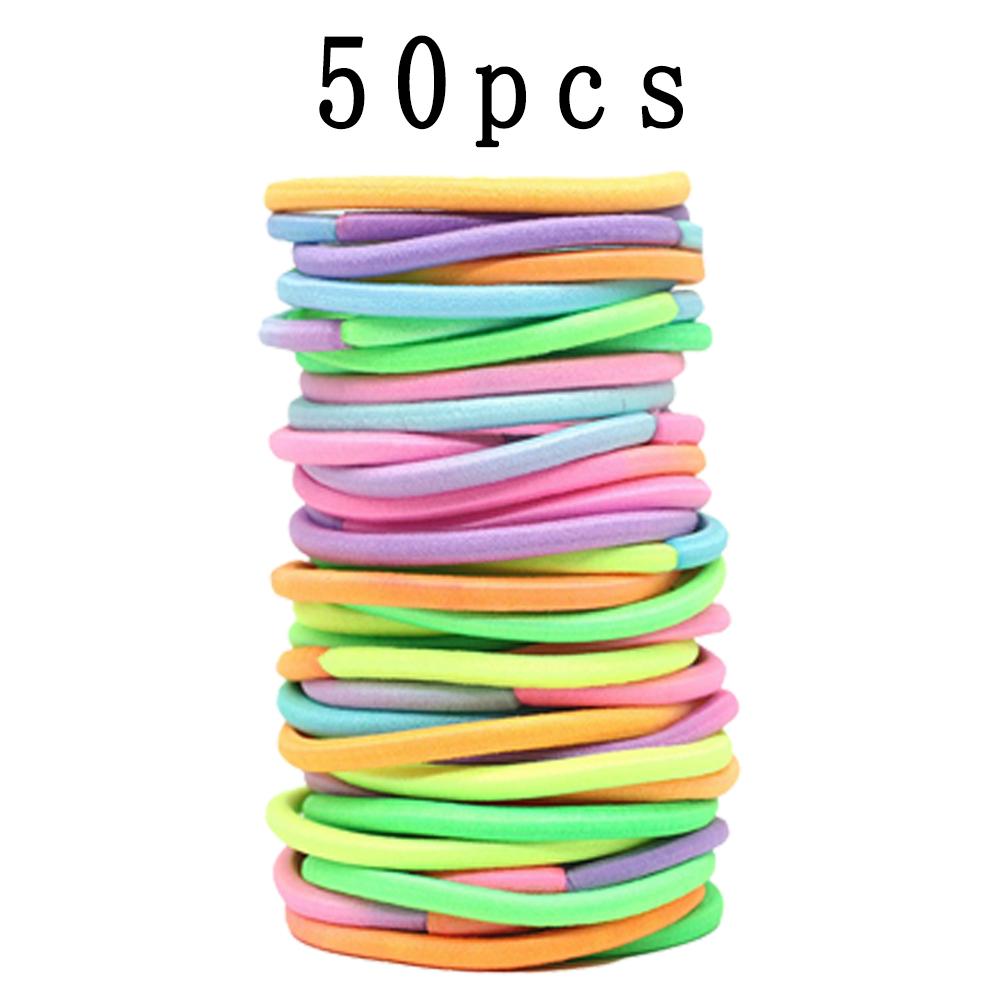50Pcs 4mm Multi-Color Elastic Hair Ties - No-Damage Ponytail Holders, Knit Bands For Women, Men & Girls - Simple,Stylish