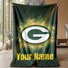Green Bay Packers Custom Flannel Throw Blanket Print Your Name Text Soft Warm Blanket Holiday Present
