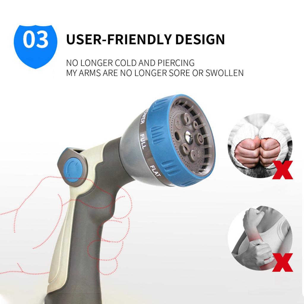 Garden Hose Nozzle 8 Patterns Hose Sprayer With Thumb Control Watering Tool For Garden, Car Wash, Lawning Care & Pet Shower