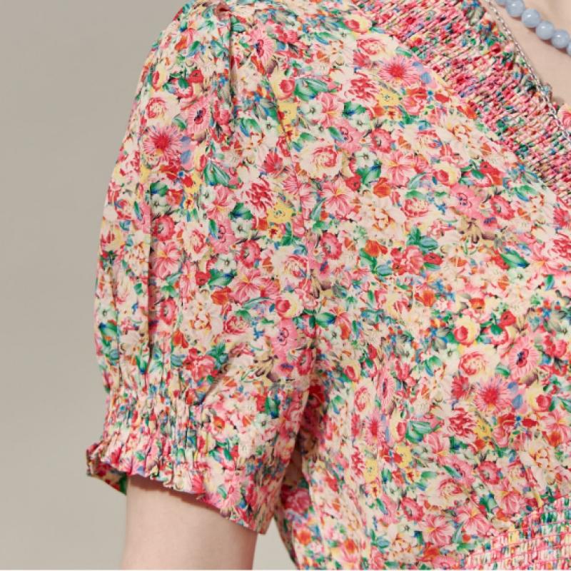 Maxza Floral Chiffon Smock Tiered Dress Zf07qp002nh
