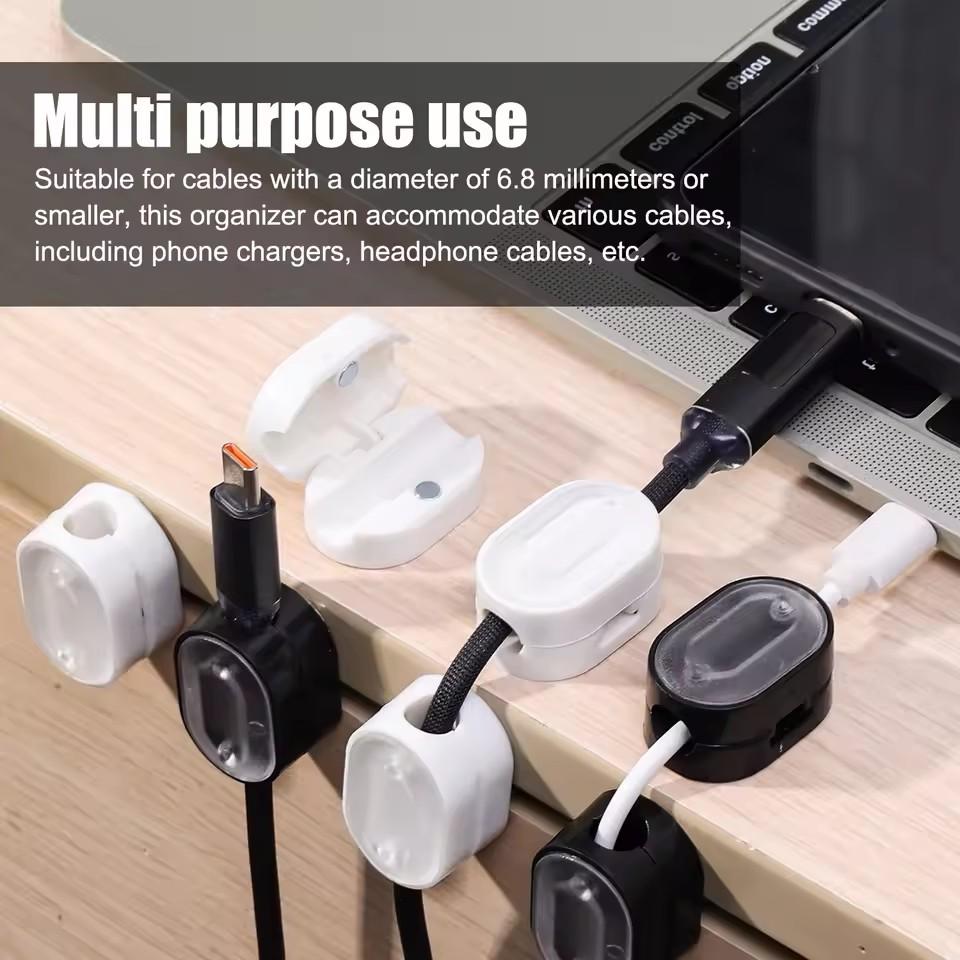 1-20Pcs Portable Magnetic Cable Clips Desktop Cord Organizer Wire Holder Strong Adhesive Magnetic Cable Management Home Office