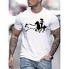 T-shirt Western Cowboy Taglie Forti Uomo & Donna - Bianca con Stampa Silhouette Denim Nero, Manica Corta Girocollo Camicia Western Retrò