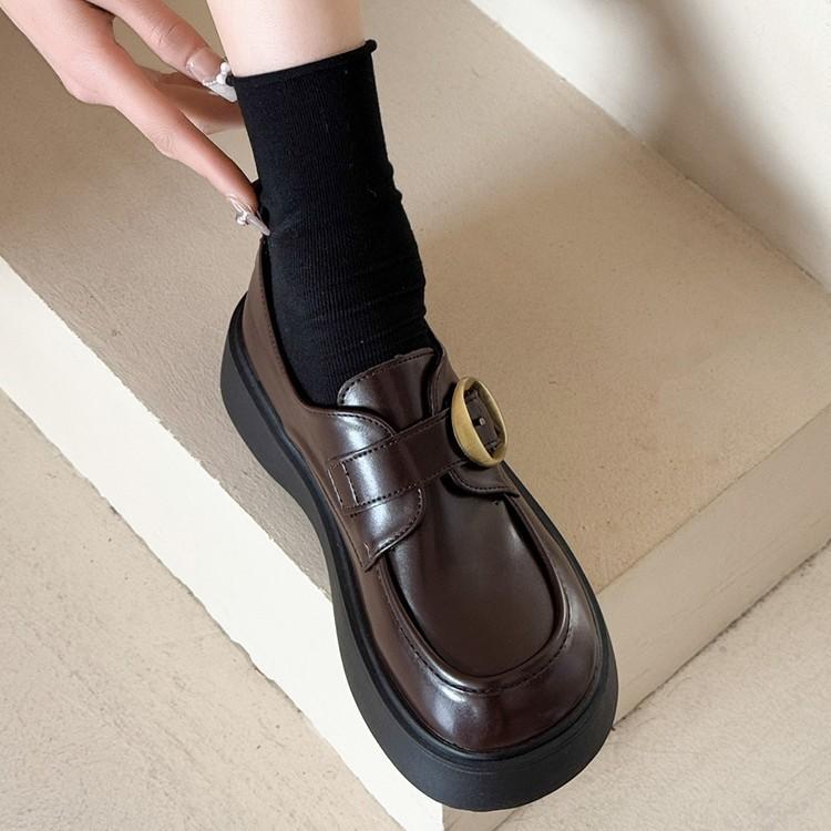 [Uncle Shoe] 2025 New Loafers Women's Platform Summer and Autumn British Style Small Leather Shoes with Skirts Mary Jane Single