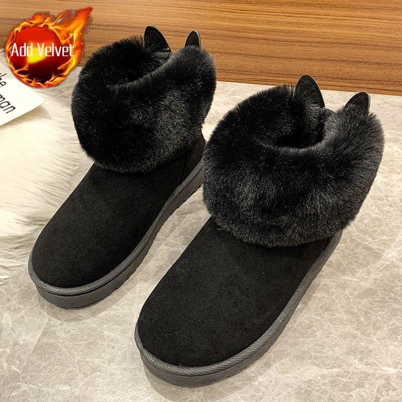 Fashion Winter Fleece-Lined Warm Solid Color Snow Boots for Women Platform New Rock Waterproof Non Slip Y2k Large Size Goth Woman Shoes