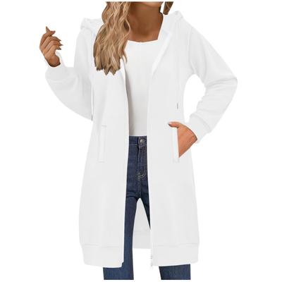 Women's Long Sweatshirt Casual Versatile Drawstring Long Sleeve Hooded Jacket Pockets