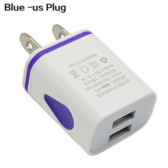 Dual USB Ports 5V 2.1A US/EU LED Light Plug Wall Home Travel Charger