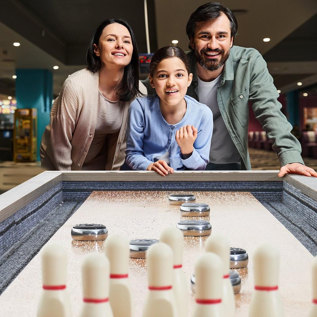 Tavolo da Shuffleboard da 11,5 piedi Set Gioco Combo 2 in 1 Shuffleboard e Bowling