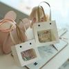 Small Qixi Gift Bag with Smiley Face, Kraft Paper, Square Window for Flowers