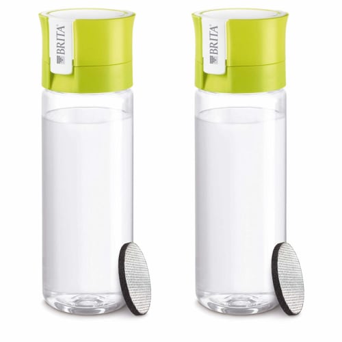 BRITA Portable Water Filter Bottle, Set of 2, 600ml Lime, with Micro-Disc Filters [Official Japanese Product]