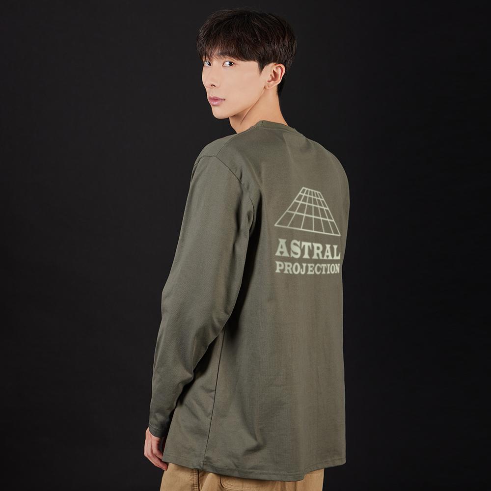 ASTRAL PROJECTION Signature Logo Oversized Long Sleeve T-Shirt_Khaki
