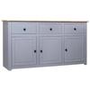 VidaXL Buffet Grey 135x40x80 Cm Solid Pine Panama Assortment 282704
