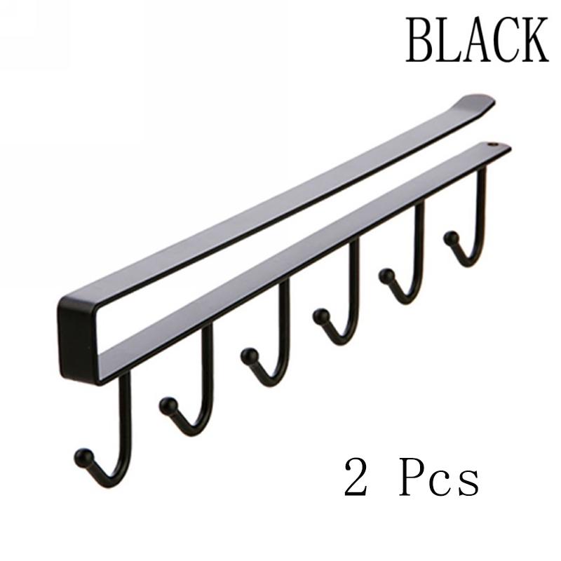 ⭐Metal 6 Hook Under Shelf Mug Cup Cupboard Kitchen Organiser Hanging Rack Holder