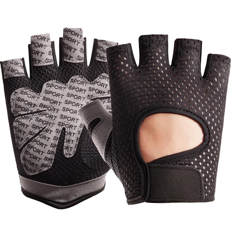 

Fitness gloves summer new unisex sports outdoor riding half finger sweat-proof non-slip mesh back hole breathable XL озеро синього кольору