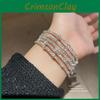 Geometric Silver Copper Bangle With Rhinestone Embellishments For Fashion Women