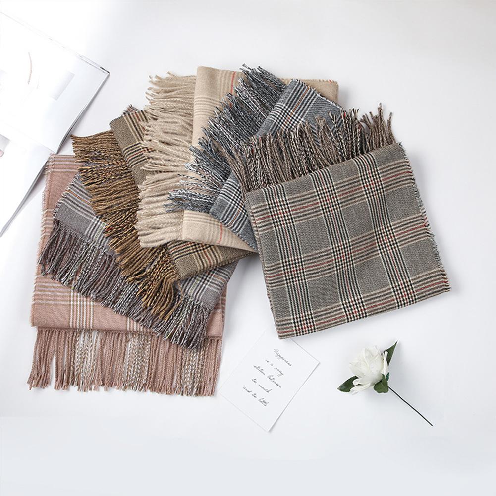 Autumn Winter Warm Scarf Fashion British Style Plaid Tassel Imitation Cashmere Shawl Cape