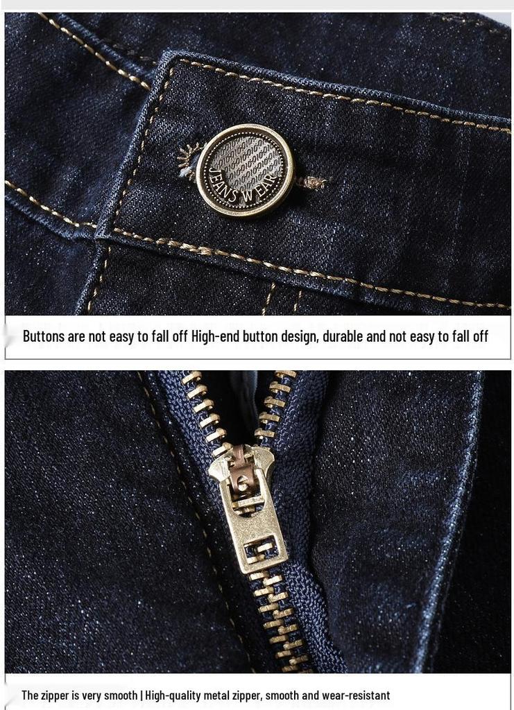 Men's Autumn Loose Straight-Leg Jeans - Trendy Mid-Waist Non-Stretch Versatile Pants