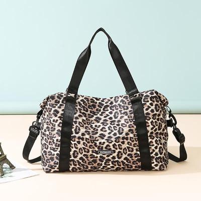 Large Capacity Women's Sports Fitness Bag Leopard Print Design Weekender Overnight Bag Portable Business Travel Bag
