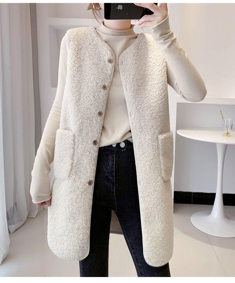 Women's Mid-Length Faux Lamb Wool Vest - Autumn/Winter Fashion Versatile Coat