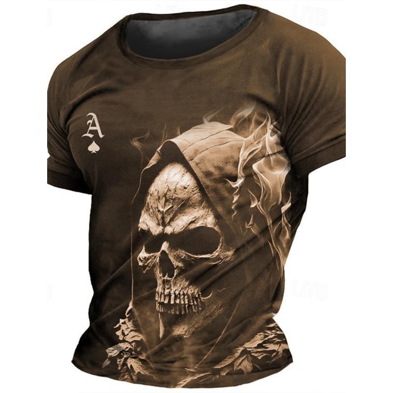 

Новая мужская летняя модная футболка с коротким рукавом и 3D-принтом черепа 6XL