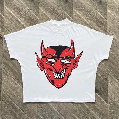 Unisex Harajuku High Street Pár Grafické Y2k Top Kreslené Ďábel Grafické Tričko Potištěné Oversize Gotický Streetwear Gotický