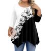 Womens Plus Size 3/4 Sleeve Shirts  Round Neck Tunic Tops Basic Loose Fit Tee Tops L-5XL
