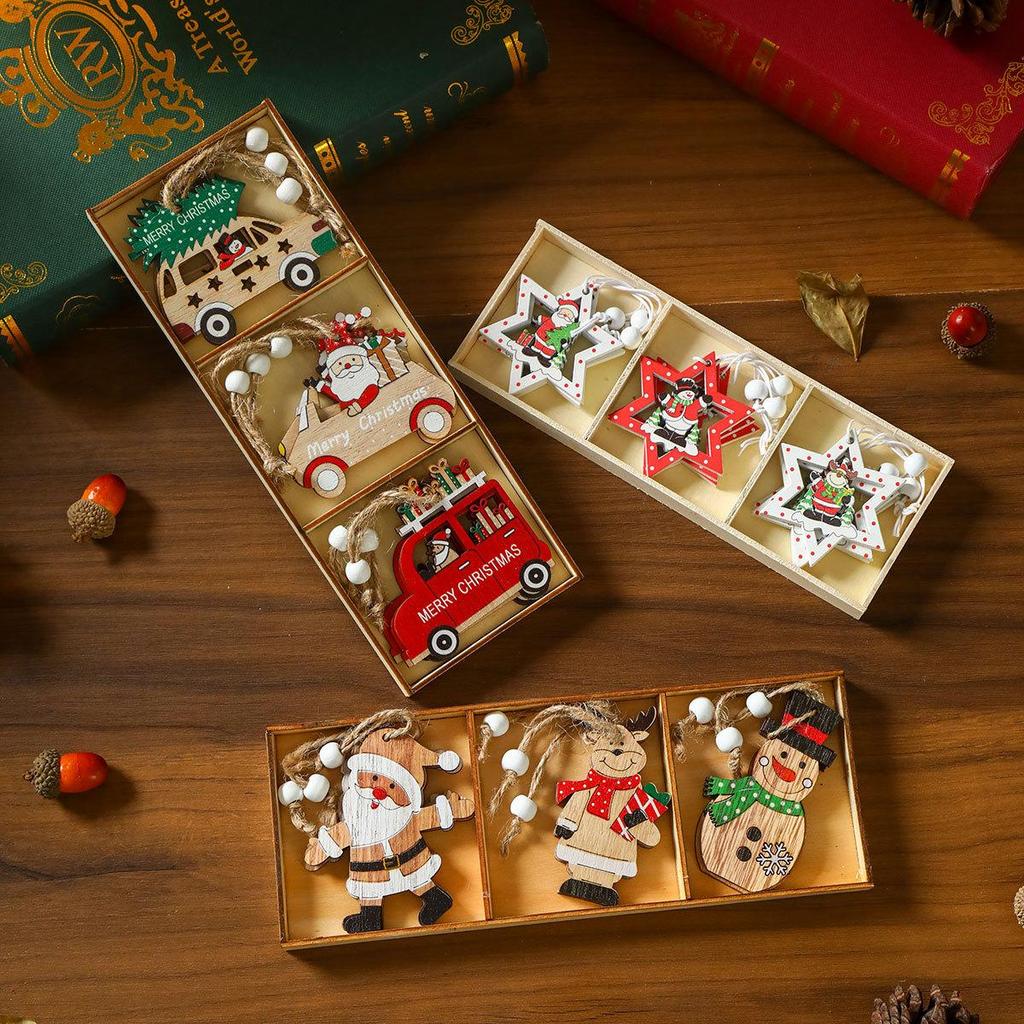Wooden Christmas Ornaments Christmas Tree Decorations & Gifts Elegant Wooden Boxed Ornaments Holiday Decorations