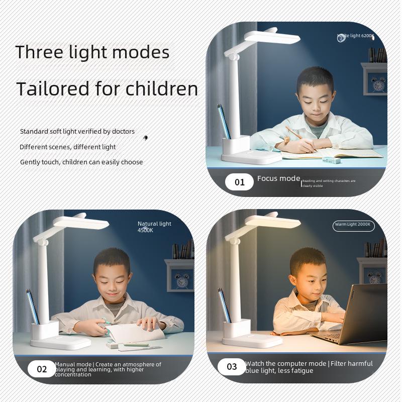 LED Folding Desk Lamp with Eye Protection for Reading, Studying, and Bedrooms; Portable and Rechargeable for Dorms and Bedsides.