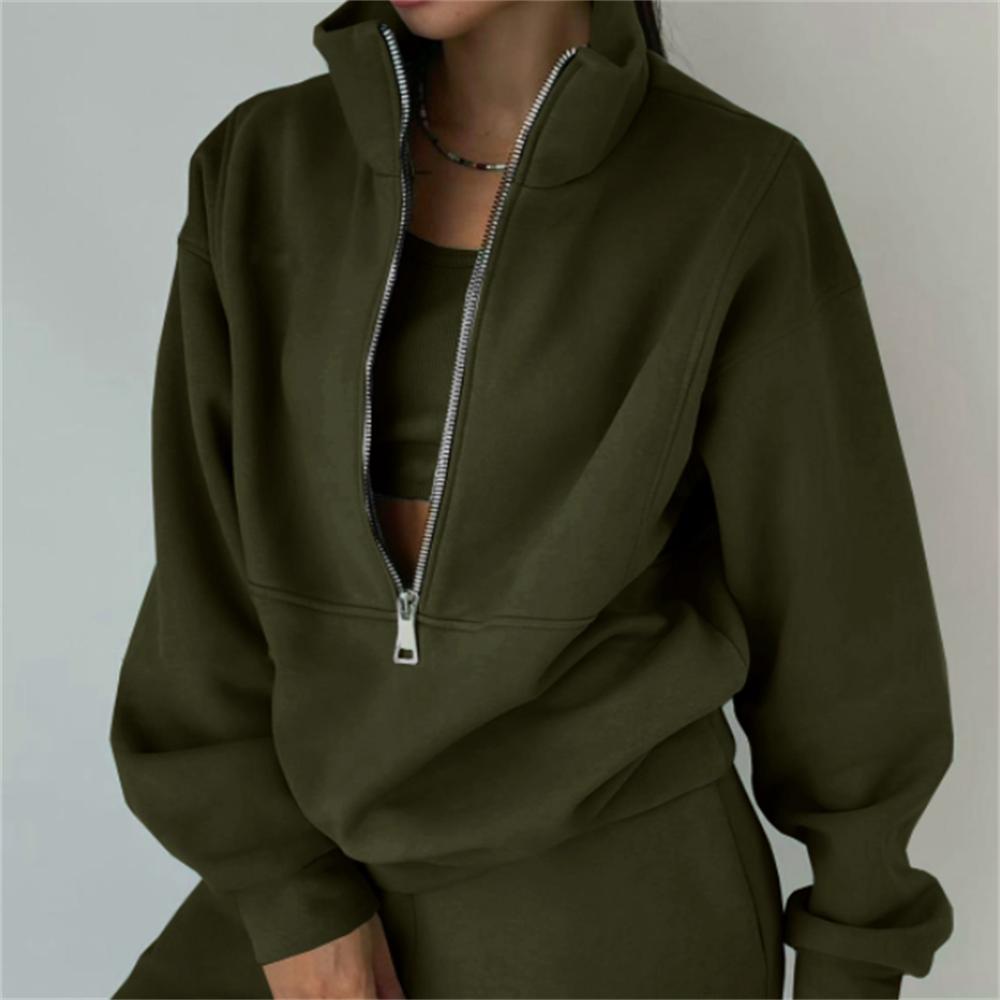 Women  Autumn Winter Sports Warm Suit Casual Zipper Sweatshirts And Trouser Tracksuits