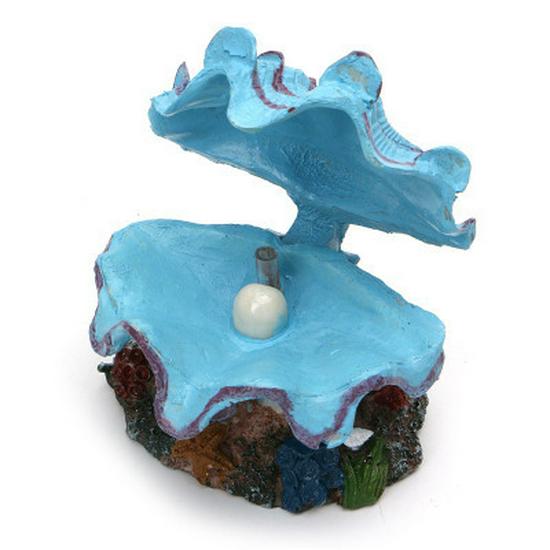 Pearl Scallop Shell Aquarium Bubbler Ornament with Air Stone Connector