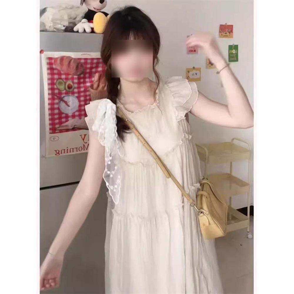 

Весеннее платье с рукавами-фонариками - Женское очаровательное маленькое летнее платье принцессы в пол XL-(Recommended 110-120 jin)