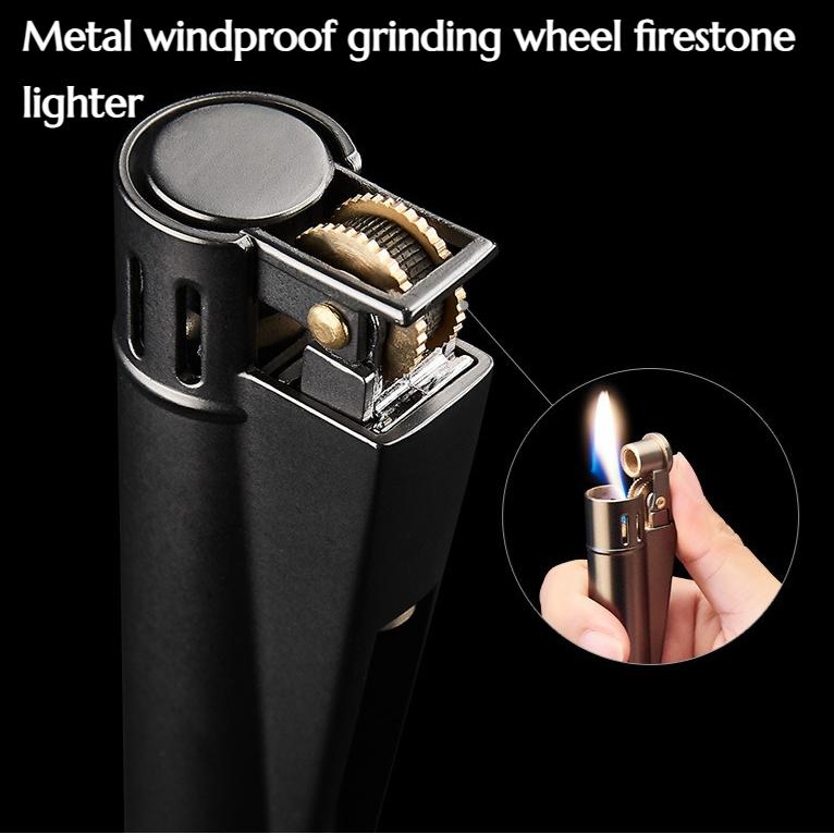 Vintage Cotton Oil Lighter Old-fashioned Classic Metal Windproof Grinding Wheel Flint Lighter Men's Gift Cigarette Accessories