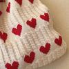 Knitted Love Pattern Tote Bag Stylish Woven Handbag Shoulder Bag for Women Party Work Travel Underarm Bag Outdoor