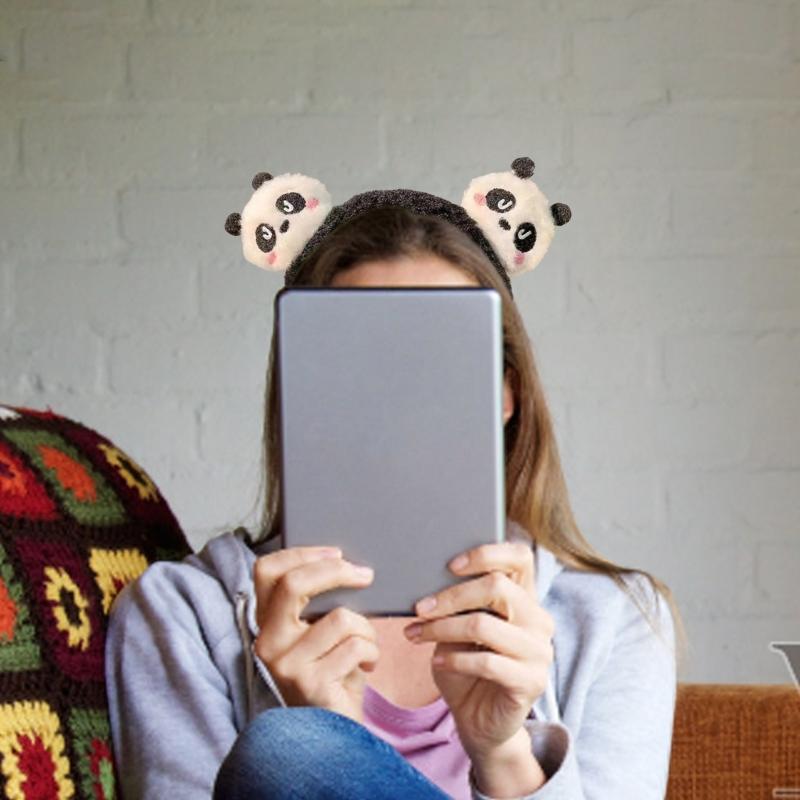 Cute Panda Plush Headband for Women Korean Style Hairband Headpieces Fashion Hair Accessory for Face Wash