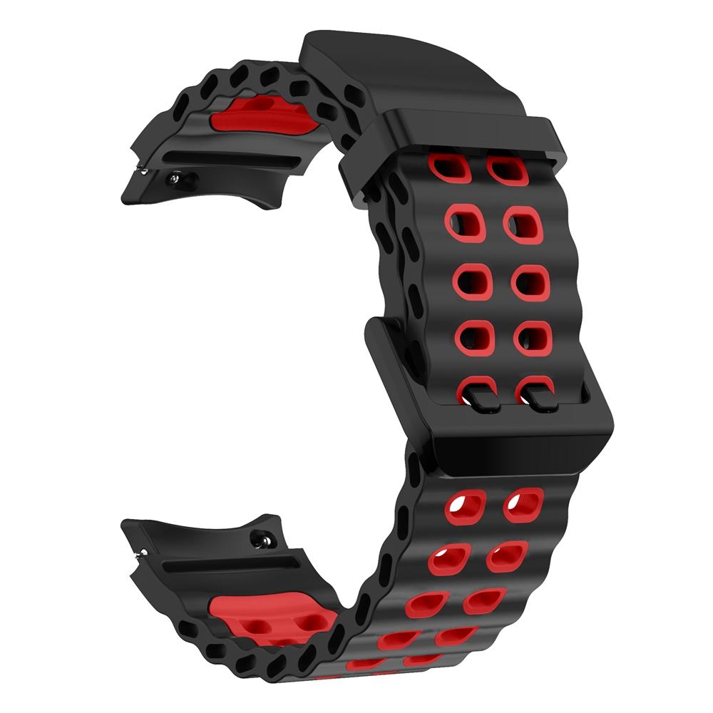 Inga Mellanrum Tvåfärgad Marin Sport Silikonrem För Samsung Galaxy Watch 7 FE 6 5 Pro 4 44mm 40mm Klocka och Armbandsrem