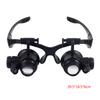 Vergrößerungslinsen Doppelte Brille LED Reparatur Brillen Typ Kopfbedeckung Lupe mit 2 LEDs 6 austauschbare Linsen