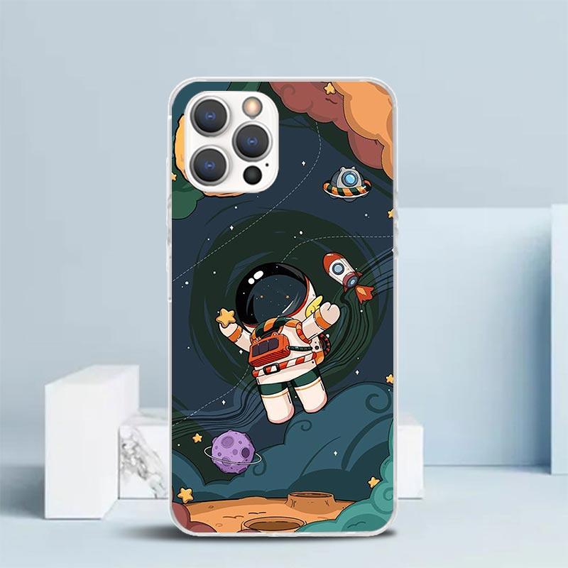 

Cartoon Planet Astronaut Star Rocket Phone Case For IPhone 16 17 Air 16E 15 14 Plus 13 Mini 12 11 Pro Max 7 8 + SE 2020 Soft TPU iPhone 16E