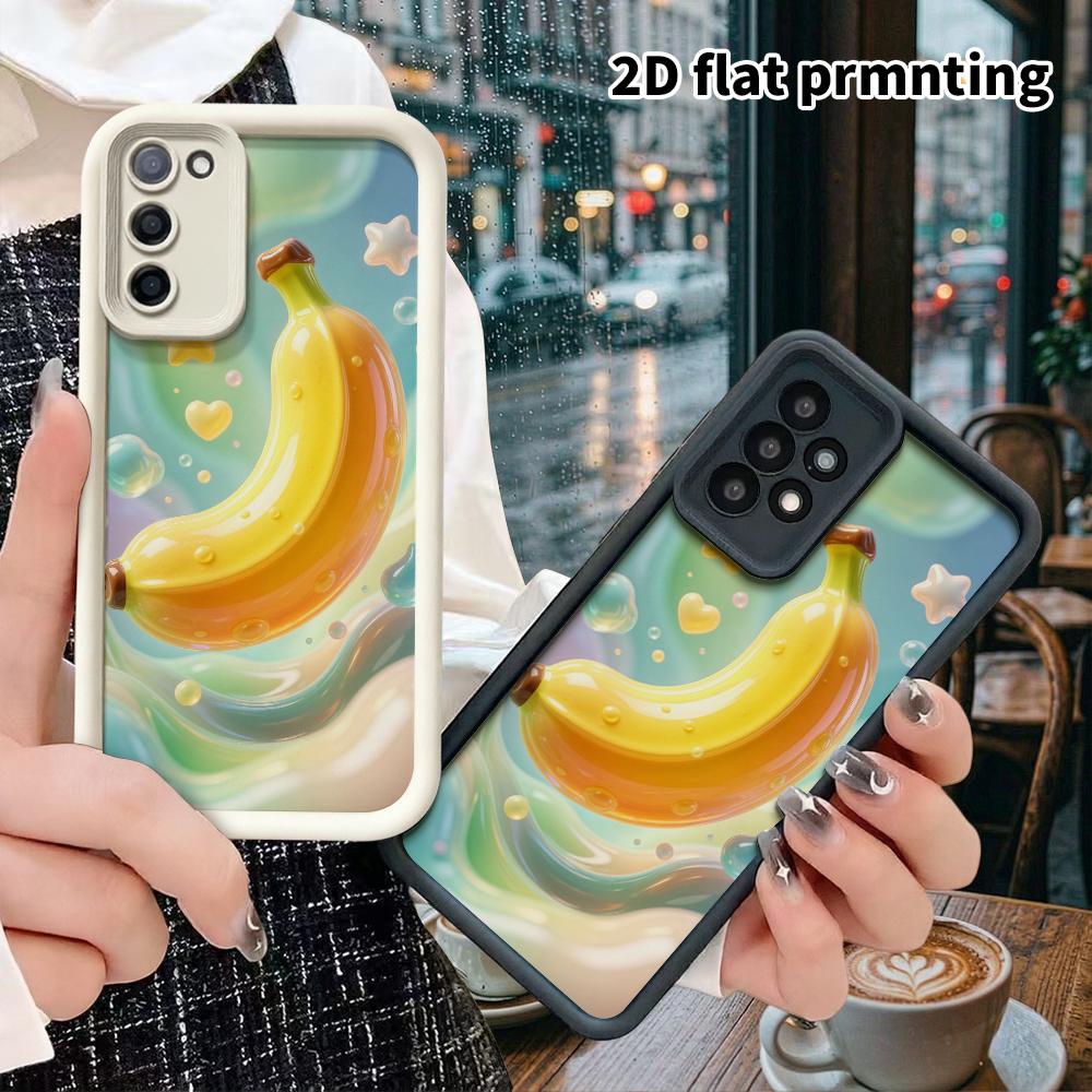 Phone case: 2D flat design suitable for Samsung Galaxy A34 A35 M05 M06 S20 S22 S21 FE Plus 5G protective case, gradient banana, perfect Christmas and