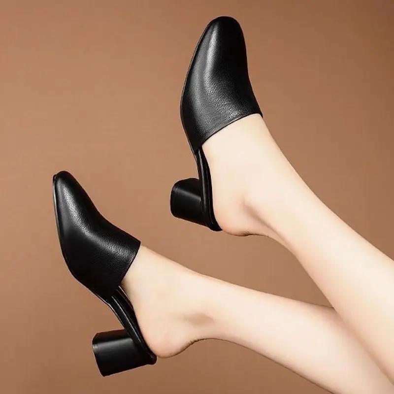

With Heel Shoes for Women Square Toe Slides Easy Wears New Collection Summer Woman Slippers Sale Waterproof Non Slip 39 Sandals 35