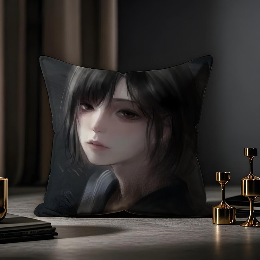 F Silent Hill F Cushion Cover Anti-dustmite Pillowcase Invisible Zipper Silky Short Plush Sofa Cushion Cover