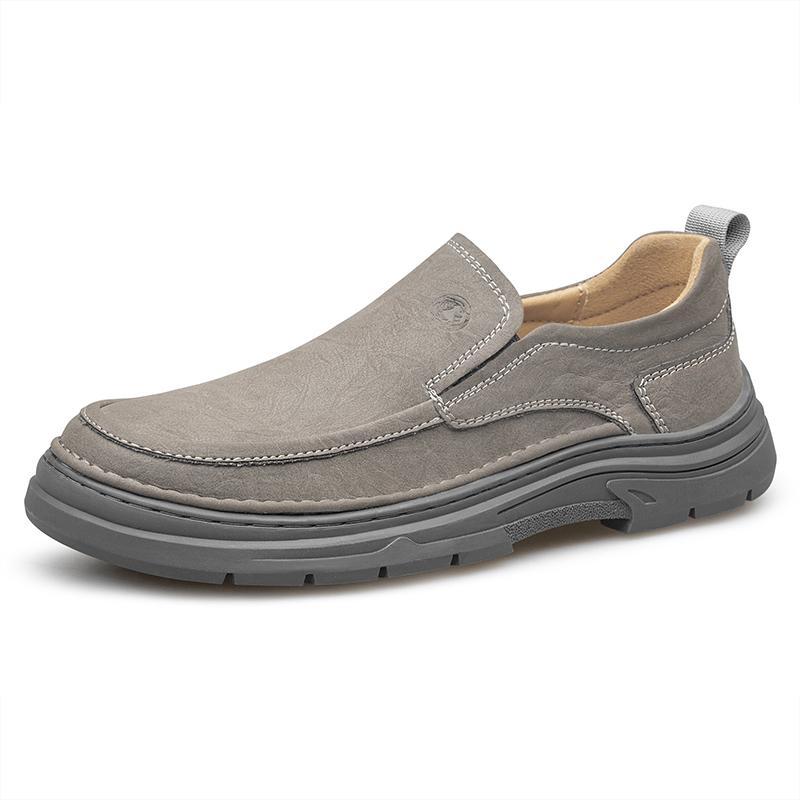 Men's Handmade Leather Shoes Slip on Casual Sneakers Low-top Walking Shoes