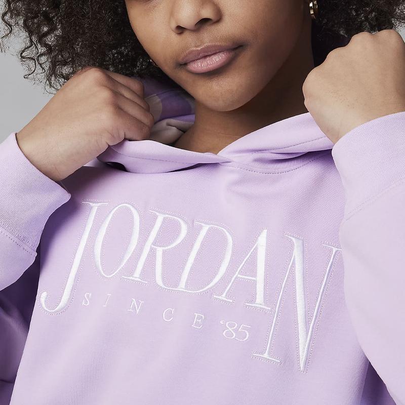 Jordan Color Block Letter Print Hooded Pullover Long Sleeve Sweatshirt Kids Sweatshirt Frost-Purple HF8116-510