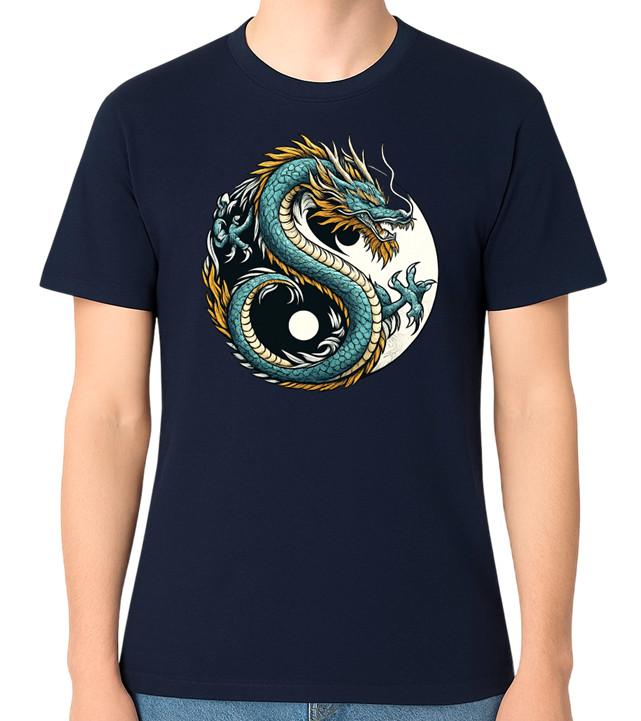 Yin Yang Dragon Graphic T-Shirt Chinese Dragon Art Unisex Tee S разноцветный