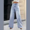 Jeans Donna Colore Unico Stile Europeo e Americano Transfrontaliero Pantaloni Larghi Dritti Donna Casual Versatili