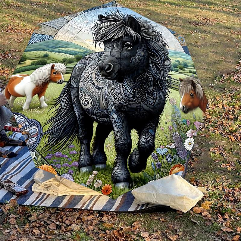 1PC Horse PatternAutomatic Open/Close Umbrella with Windproof, 8-Rib Sturdy Canopy, Durable Ribs, Fashionable Design1233A