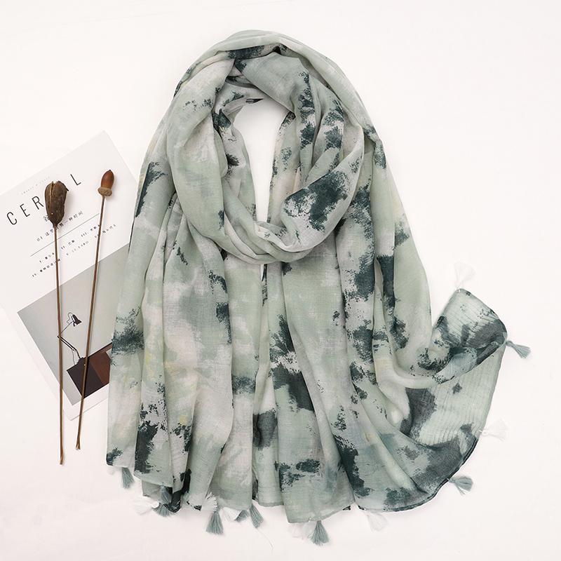 90*180CM New Fashion Printed Soft Linen Cotton Scarf Shawls Abstract Floral Tassel Viscose Scarves Lady High Quality Long Hijab